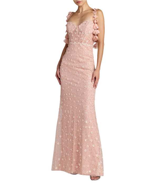 マックダガル レディース トップス ワンピース フラワー柄 メッシュ スパンコール ノースリーブ フラワー Mac Duggal Sleevelessequin Mesh Embellished Floral Detail Column Gown Rose Gold ゴールド｜ReVida 店