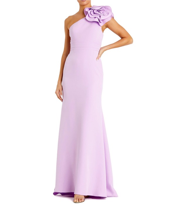 マックダガル レディース トップス 衣装 縮緬 Mac Duggal Crepe One Shoulder Gown With 3D Flower Lilac 紫はしどい