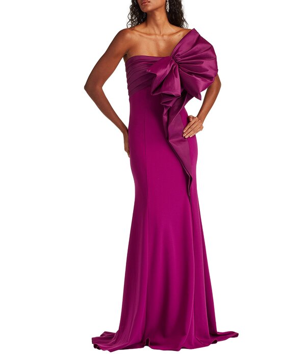タダシショージ レディース トップス ワンピーストラップレス Tadashi Shoji Taffeta Bow Strapless Gown Magenta マゼンタ
