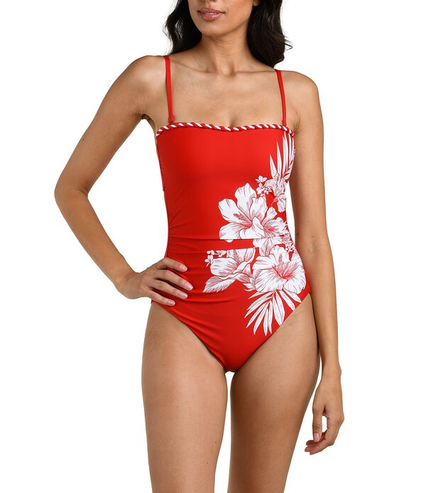 ラブランカ レディース トップス ワンピーストラップレス La Blanca Mariner Bloomstrapless Tummy Control Bandeau One Piece Swimsuit Ruby ルビー