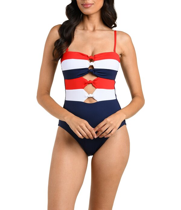 ラブランカ レディース トップス 衣裳 La Blancamericana Knotted Front Opening Bandeau One Piece Swimsuit Multi マルチ色合い