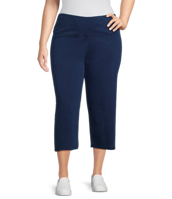 イントロ レディース ボトムス カジュアルパンツ ストレート プラスサイズ キャップ レギンス ニット Intro Plusize Teri Love the Fit Knit Straight Leg Tummy Control Capri Leggings Marine Wash｜ReVida 店