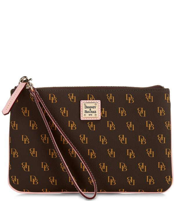 ドーネイアンドバーク レディース 付属品 紙入れ ロゴタイプ Dooney \u0026 Bourke Large Logo Wristlet Brown Tmoro/Pale Pink さくら色