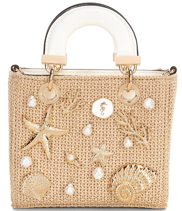 アルド レディース 御徒面子 ミニ ALDO Seashellminiix Resort Straw Satchel Top Handle Bag Natural