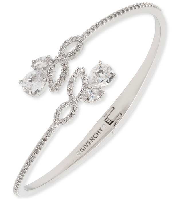 ジバンシー レディース アクセサリー ブレスレット・バングル・アンクレット Givenchy Silver Tone Viney Rhinestone Bypass Cuff Bracelet Silver シルバー｜ReVida 店