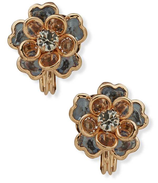 アンクライン レディース アクセサリー ピアス・イヤリング Anne Klein Blue Stone Flower Button Clip-On Stud Earrings Blue ブルー｜ReVida 店