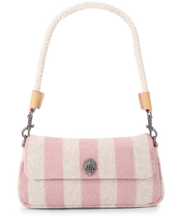 カートジェイガーロンドン レディース 御徒面子 パイル Kurt Geiger London Kurt\u0027s Cabana Pickle Striped Terry Cloth Shoulder Bag Pink White 白いこと