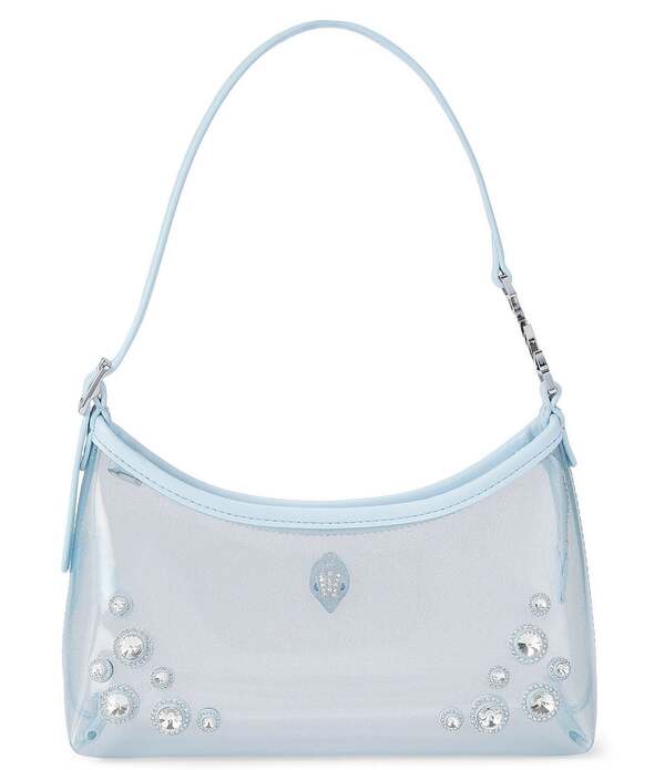カートジェイガーロンドン レディース 御徒面子 Kurt Geiger London Kurt Clear Vinyl Sling Embellished Shoulder Bag Light Blue 青碧