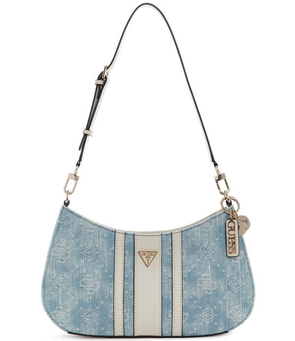 ゲス レディース バッグ デニム ロゴ Guess Noelle II Logo Top Zip Denim Shoulder Bag Denim Logo デニム｜ReVida 店