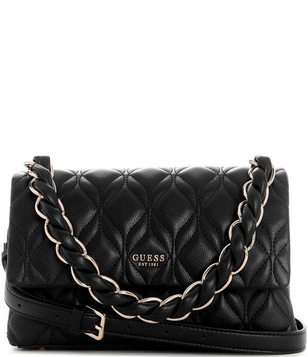 ゲス レディース 御徒面子 マキシ Guess Maxine Flap Shoulder Bag Black 黒いこと