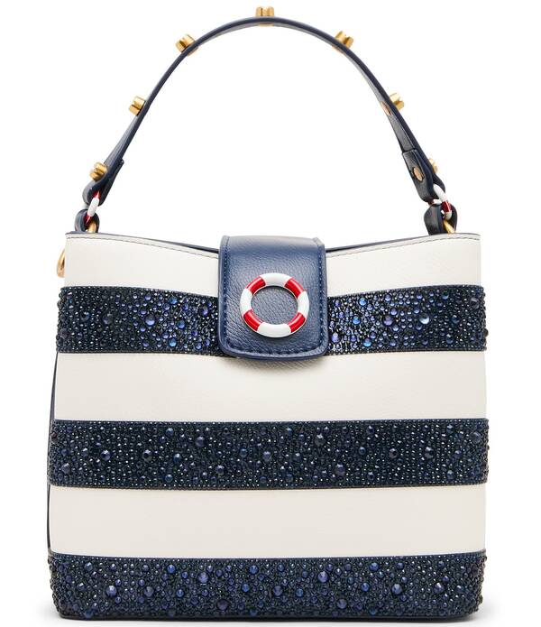 ベッツィジョンソン レディース 御徒面子 Betsey Johnson Ahoy Gorgeous Rhinestone Stripe Bucket Bag Navy Multi 米国海軍