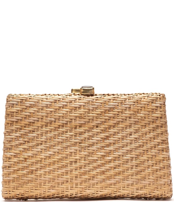 フランセスバレンタイン レディース バッグ FRANCES VALENTINE Stella Resort Wicker Clutch Bag Natural/Multi マルチカラー｜ReVida 店