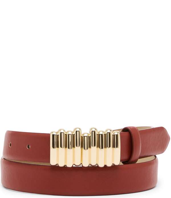 ディラーズ レディース アクセサリー ベルト Dillard's 1 Ridged Plaque Buckle Belt Dark Rust ラスト｜ReVida 店