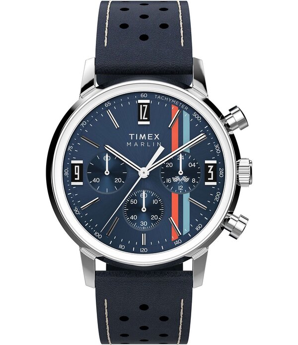 タイメックス レディース アクセサリー 腕時計 レザー Timex Men's Marlin Quartz Chronograph Blue Leather Strap Watch Blue ブルー|ReVida 店