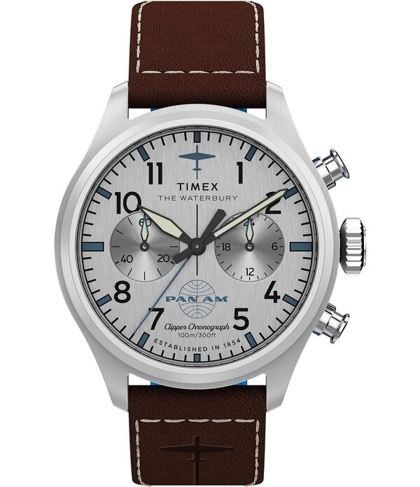 引き分けメックス レディース 佩び物 ウォッチ なめし革 Timex Men\u0027s Waterbury Quartz Chronograph Leather Strap Watch Brown 赤銅色