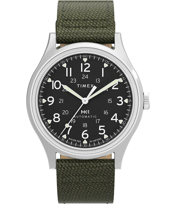 引き分けメックス レディース 佩び物 ウォッチ Timex Men\u0027s MK1 Automatic Fabric Strap Watch Green 緑であること