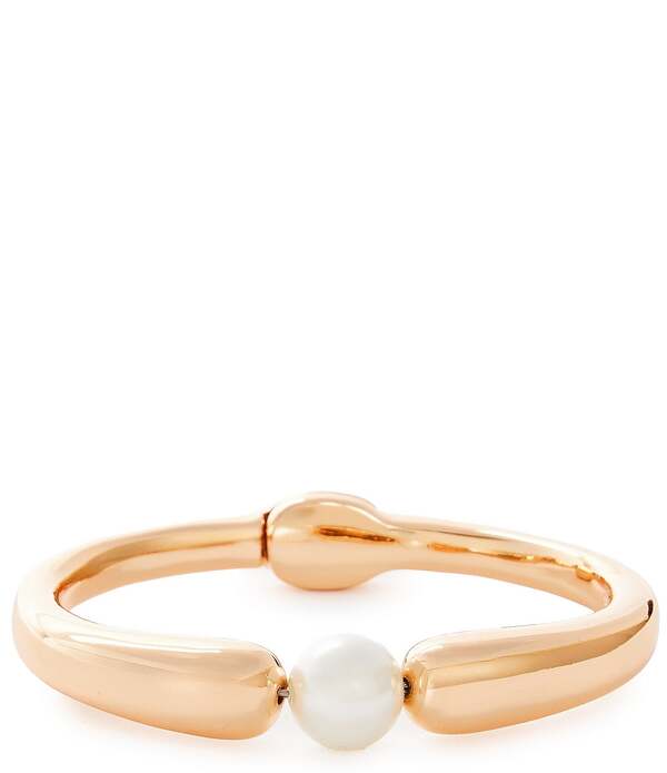 ディラーズ レディース アクセサリー ブレスレット・バングル・アンクレット Dillard's Pearl Polished Metal Bar Hinge Bracelet Gold/Pearl パール｜ReVida 店