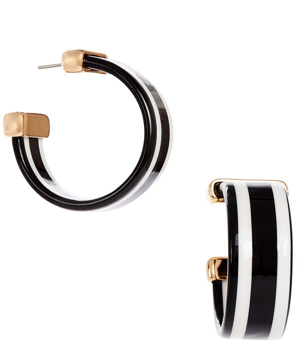 ディラーズ レディース アクセサリー ピアス・イヤリング アクリル Dillard's Jet & White Striped Acrylic Hoop Earrings Gold/Jet ゴールド|ReVida 店