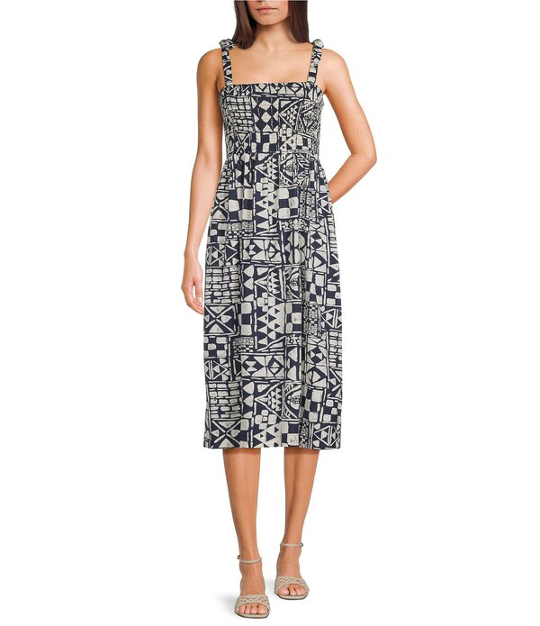 ハーレー レディース トップス ワンピース プリント ミディ ノースリーブ Hurley Beach Club Mixed Media Printed Sleeveless Midi Dress Eclipse｜ReVida 店