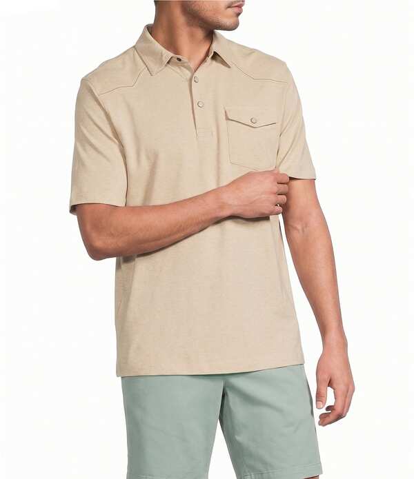 ラウンドトゥリーアンドヨーク メンズ トップス シャツ Roundtree & Yorke Short Sleeve Solid Western Polo Tan タン｜ReVida 店