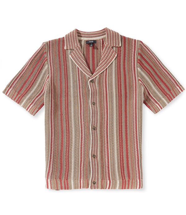 レイス メンズ トップス シャツ Reiss Caden Short Sleeve Woven Camp Shirt Red/Camel レッド|ReVida 店