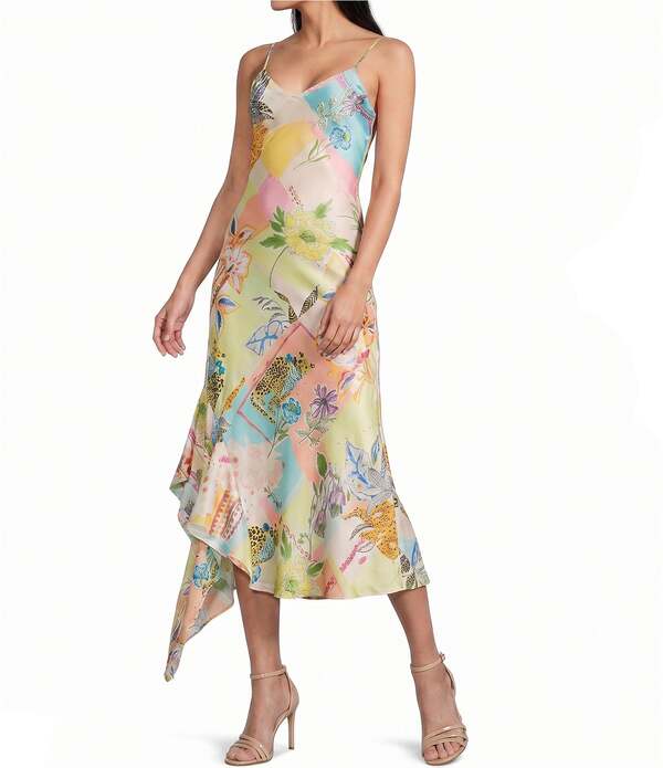 ハニーアンドロージー レディース トップス ワンピース アシンメトリー プリント Honey and Rosie Printed Asymmetrical Hem Slip Dress Multi マルチカラー｜ReVida 店