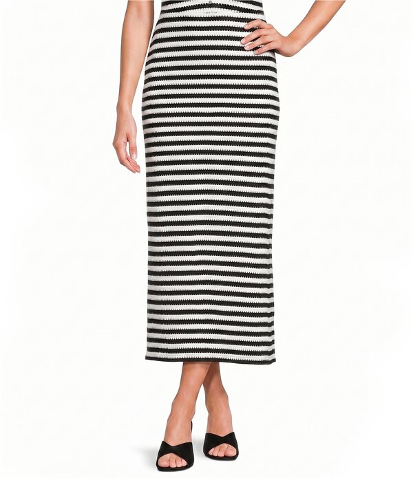 ジービー レディース ボトムスカート マキシ GB Striped Coordinating Maxi Skirt Black/White ホワイト｜ReVida 店 15,106円