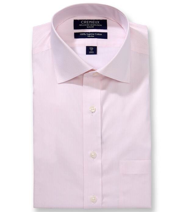 ダニエル クレミュ メンズ トップス シャツ スリムフィット Cremieux Sullivan Slim Fit Spread Collar Striped Twill Dresshirt Pink/White ホワイト｜ReVida 店
