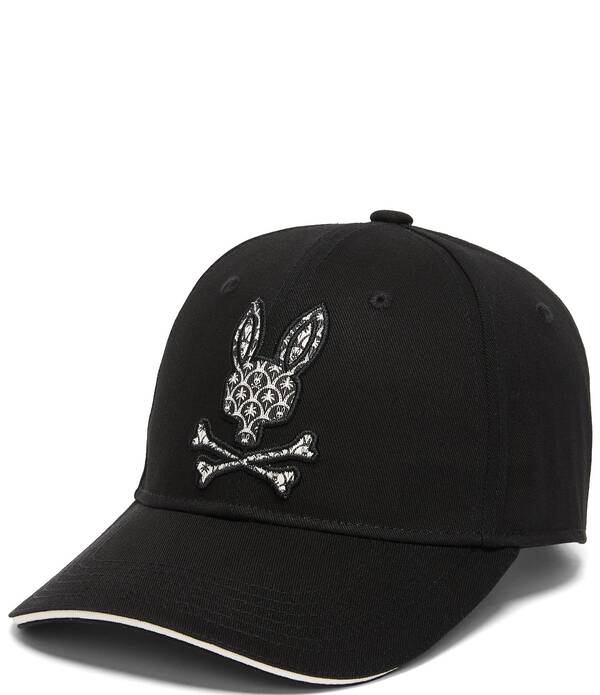 サイコバニー メンズ 添え物 鳥打ち帽 刺しゅう 鳥打ち帽 ロゴタイプ Psycho Bunny Brad Embroidered Logo Baseball Cap Black 黒いこと