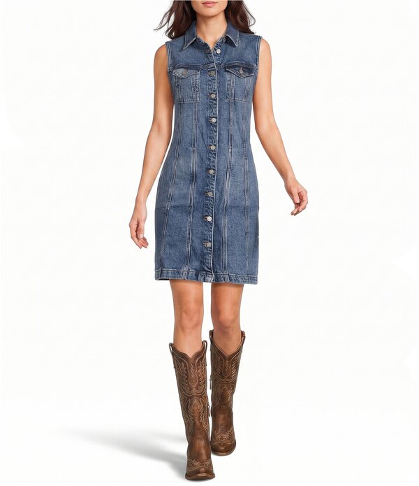 しろがね色 デニム レディース トップス 衣装 ミニ ノースリーブ ジーンズ Silver Jeans Co. Sleeveless Denimini Dressirena ジーンズ