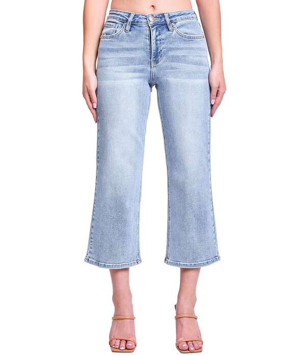 YMI ジーンズ レディース ボトムス デニムパンツ ワイドレッグ クロップド YMI Jeanswear Luxe High Rise Cropped Wide Leg Jeans Washed Blue ブルー｜ReVida 店