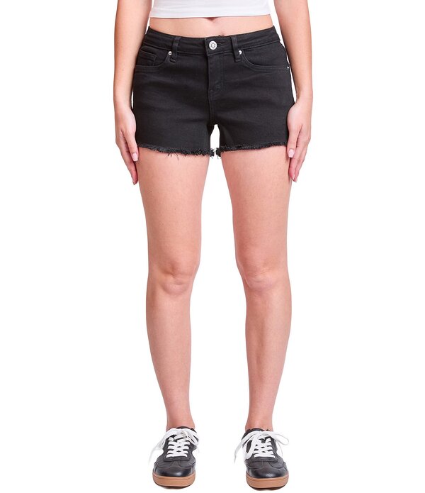 YMI デニム レディース ボトムス 二分の一ズボン下・さる股引き 遊撃手ズボン下 ジーンズ YMI Jeanswear Frayed Hem Denim Shorts Black 黒いこと