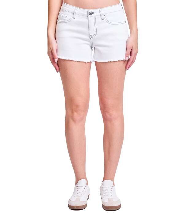 YMI デニム レディース ボトムス 二分の一ズボン下・さる股引き 遊撃手ズボン下 ジーンズ YMI Jeanswear Frayed Hem Denim Shorts White 白いこと