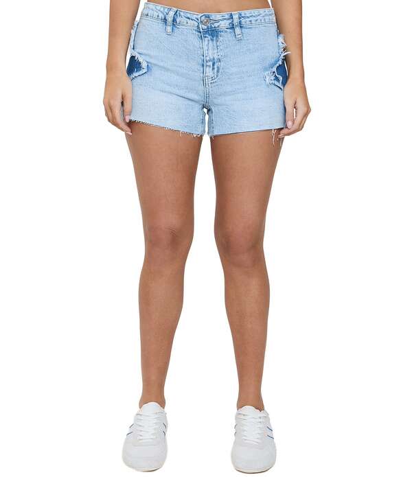 YMI デニム レディース ボトムス 二分の一ズボン下・さる股引き 遊撃手ズボン下 YMI Jeanswear Luxe Fray Hem Shadow Starshorts Light Blue 青み