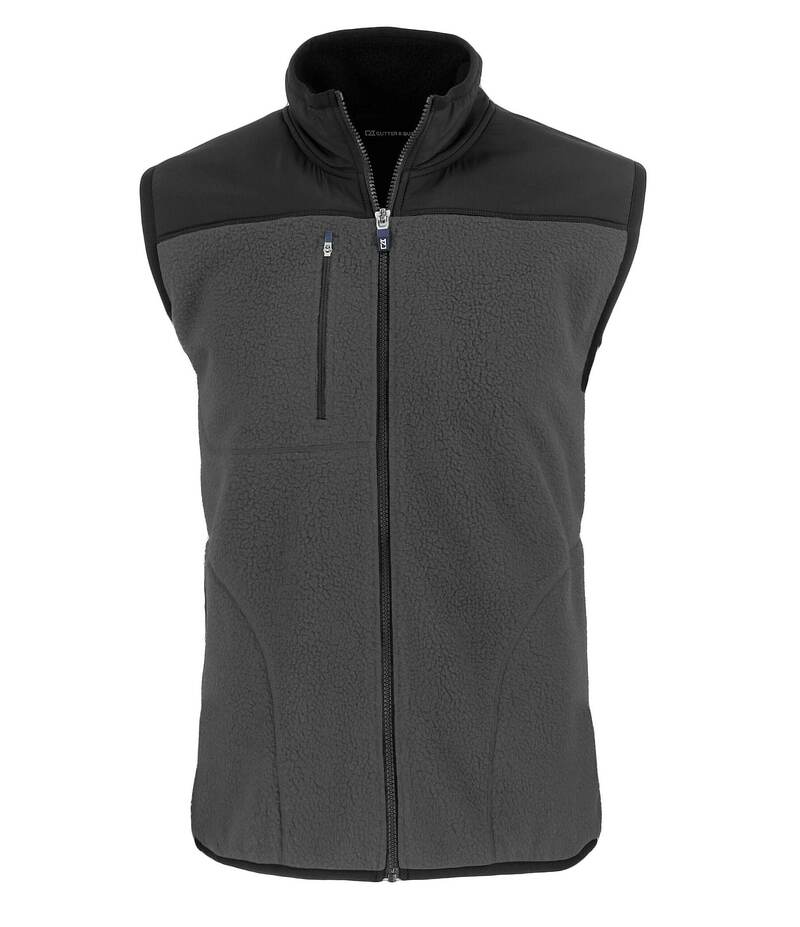 カッターアンドバック メンズ アウター ジャケット・ブルゾン ベスト フリース Cutter & Buck Cascade Eco Faux-Sherpa Fleece Vest Elemental Grey/Black ブラック