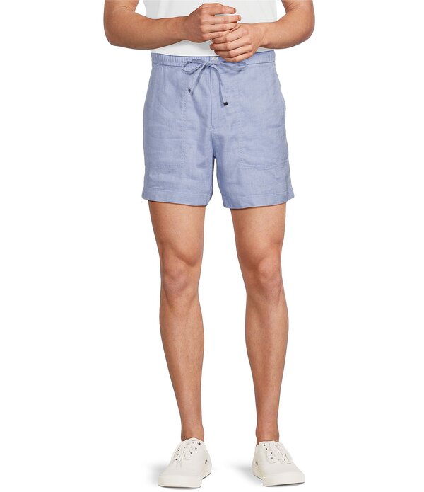 ムラノ メンズ ボトムス 二分の一ズボン下・さる股引き 遊撃手ズボン下 リネン Murano Linen Drawstring 5.5 Inseam Shorts Pale Blue 青み