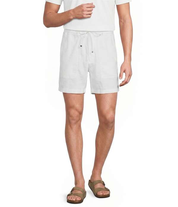 ムラノ メンズ ボトムス 二分の一ズボン下・さる股引き 遊撃手ズボン下 リネン Murano Linen Drawstring 5.5 Inseam Shorts White 白いこと