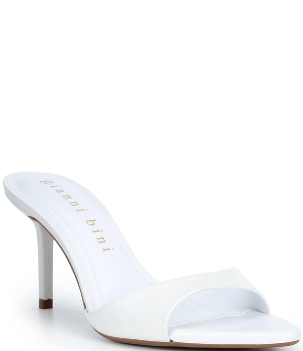 ジャンビニ レディース シューズ サンダル なめし革 Gianni Bini Camrun Leather Stiletto Slide Sandals NY White 白いこと