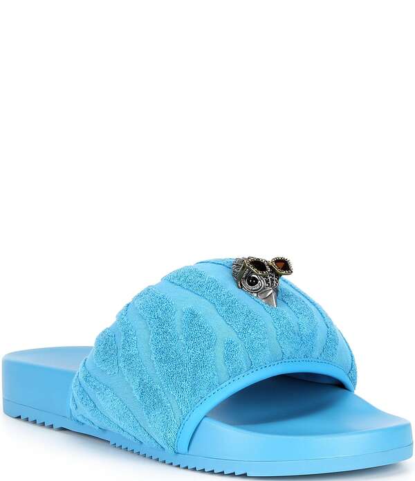 カートジェイガーロンドン メンズ シューズ サンダル Kurt Geiger London Men\u0027s Eagle Sunglasses Ornament Puff Pool Slide Sandals Medium Blue 青色