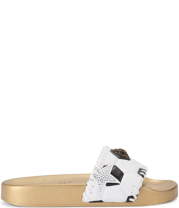 カートジェイガーロンドン レディース シューズ パンプス サンダル Kurt Geiger London Meena Soccer Eagle Pool Slide Sandals White and Black 白いこと