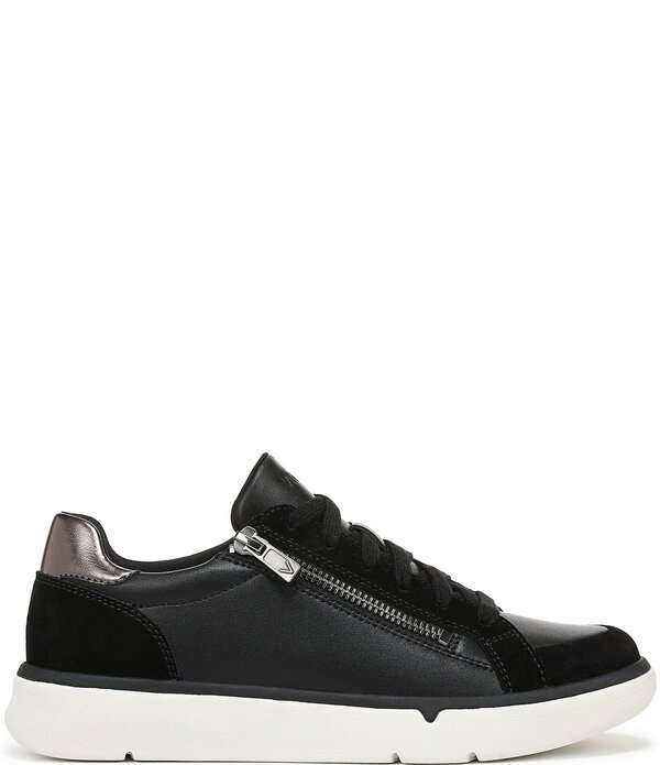 バイオニック レディース シューズ スニーカー スエードクロス なめし革 Vionicity Walk Axs Leather and Suede Side Zip Sneakers Black 黒いこと
