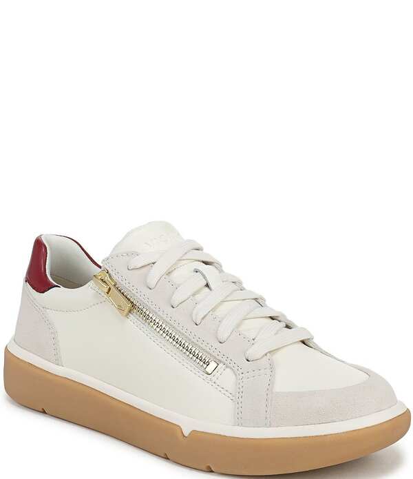 バイオニック レディース シューズ スニーカー スエードクロス なめし革 Vionicity Walk Axs Leather and Suede Side Zip Sneakers Ivory 象牙色
