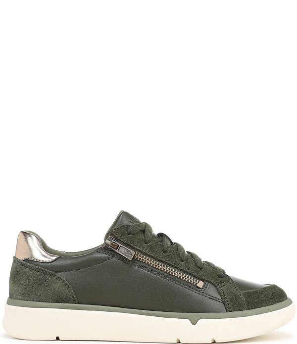 バイオニック レディース シューズ スニーカー スエードクロス なめし革 Vionicity Walk Axs Leather and Suede Side Zip Sneakers Olive オリーブ