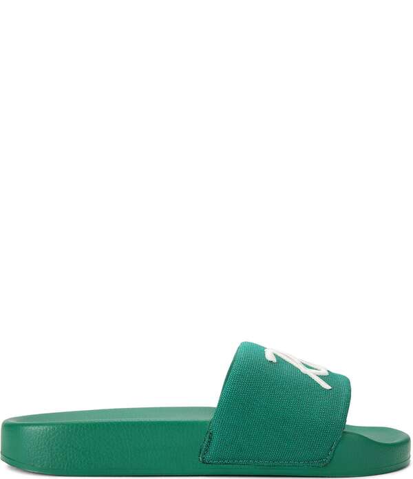カートジェイガーロンドン レディース シューズ パンプス サンダル Kurt Geiger London Kurt\u0027s Cabana Meena Canvas Pool Slide Sandals Green 緑であること