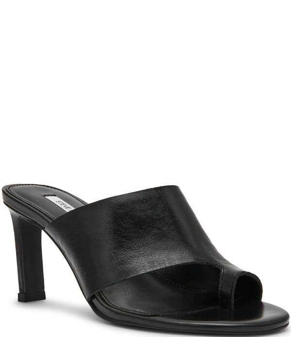 スティーブ マデン レディース シューズ 踵 サンダル なめし革 Steve Madden Valentin Glazed Leather Toe Loop Dresslide Sandals Black 黒いこと