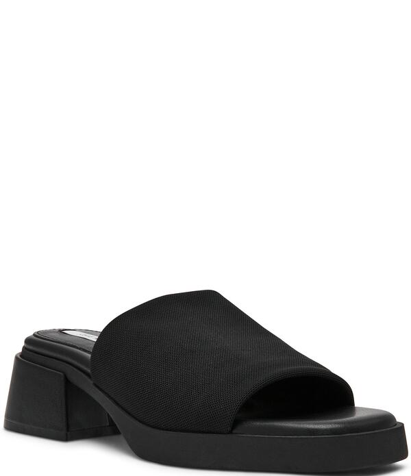 スティーブ マデン レディース シューズ サンダル メッシュ 踵 Steve Madden Lucee Mesh Block Heel Slide Sandals Black 黒いこと