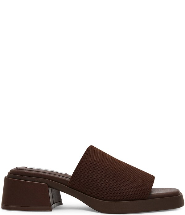 スティーブ マデン レディース シューズ サンダル メッシュ 踵 Steve Madden Lucee Mesh Block Heel Slide Sandals Brown 赤銅色