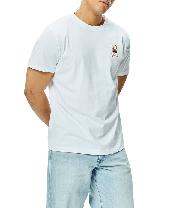 サイコバニー メンズ トップス プルオーバー グラフィック Psycho Bunny Sunny Chest Graphic Short Sleeve T-Shirt White 白いこと
