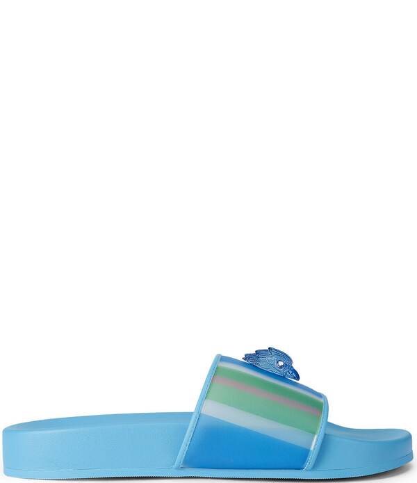 カートジェイガーロンドン メンズ シューズ サンダル Kurt Geiger London Men\u0027s Kurt\u0027s Cabana Brockwell Pool Slide Sandals Blue Multi 青碧