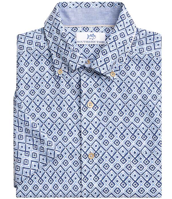サウザーンタイド メンズ トップス ティーシャツ Southern Tide Marine Mirage Short Sleeve Woven Shirt Ocean Channel
